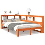 Casa si Gradina - Mobilier - Paturi si accesorii - Paturi - Pat cu biblioteca fara saltea, maro, 120x190 cm, lemn masiv pin - Infinity.ro