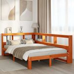 Casa si Gradina - Mobilier - Paturi si accesorii - Paturi - Pat cu biblioteca fara saltea, maro, 120x190 cm, lemn masiv pin - Infinity.ro