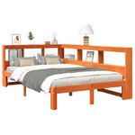 Casa si Gradina - Mobilier - Paturi si accesorii - Paturi - Pat cu biblioteca fara saltea, maro, 120x190 cm, lemn masiv pin - Infinity.ro