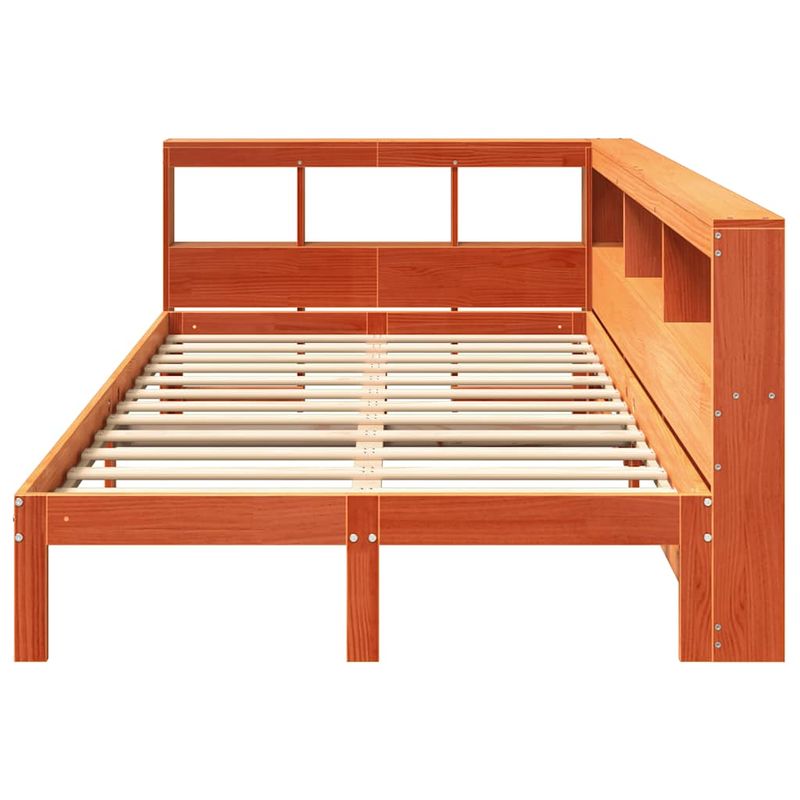 Casa si Gradina - Mobilier - Paturi si accesorii - Paturi - Pat cu biblioteca fara saltea, maro, 120x190 cm, lemn masiv pin - Infinity.ro