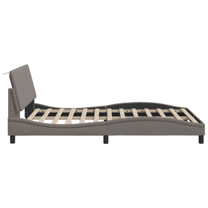 Casa si Gradina - Mobilier - Paturi si accesorii - Paturi - Cadru de pat fara saltea, gri taupe, 140x190 cm, textil - Infinity.ro
