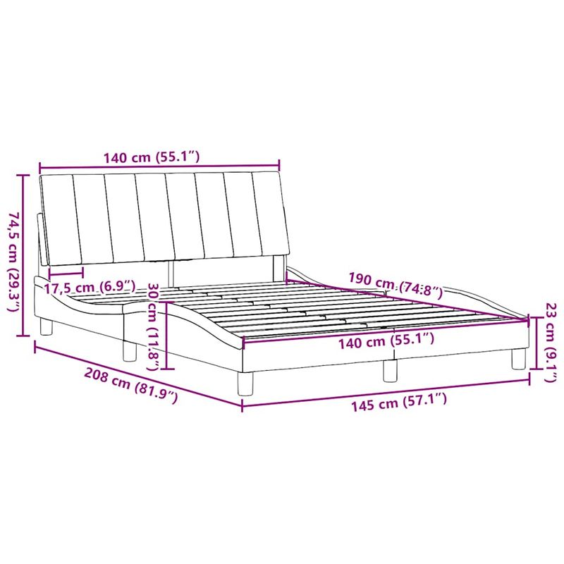 Casa si Gradina - Mobilier - Paturi si accesorii - Paturi - Cadru de pat fara saltea, gri taupe, 140x190 cm, textil - Infinity.ro