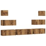 Casa si Gradina - Mobilier - Seturi de mobilier - Seturi living - Set dulap TV 7 piese montat pe perete lemn vechi lemn prelucrat - Infinity.ro