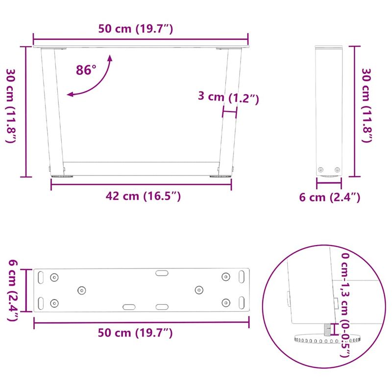 Casa si Gradina - Mobilier - Feronerie si accesorii mobila - Picioare pentru masa in forma de V 2 buc Negru Otel - Infinity.ro