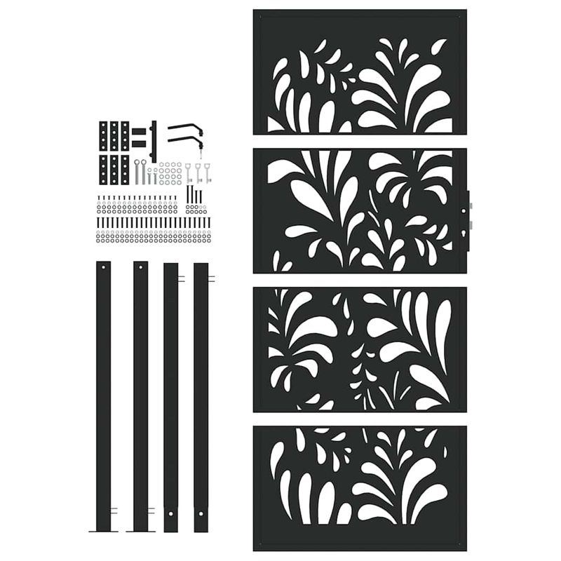 Casa si Gradina - Constructii - Usi interior, exterior si garaj - Usi garaj - Poarta de gradina neagra 105x205 cm Design ondulat de otel - Infinity.ro