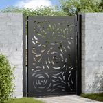 Casa si Gradina - Gradina si terasa - Garduri, panouri si accesorii - Poarta de gradina neagra 105x130 cm design flacara din otel - Infinity.ro