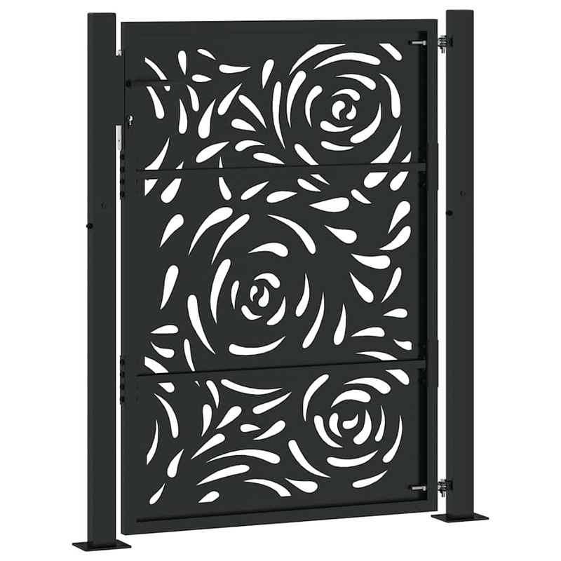 Casa si Gradina - Gradina si terasa - Garduri, panouri si accesorii - Poarta de gradina neagra 105x130 cm design flacara din otel - Infinity.ro