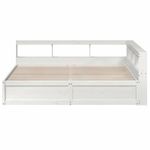 Casa si Gradina - Mobilier - Paturi si accesorii - Paturi - Pat cu biblioteca fara saltea, alb, 200x200 cm, lemn masiv pin - Infinity.ro
