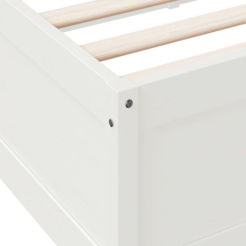 Casa si Gradina - Mobilier - Paturi si accesorii - Paturi - Pat cu biblioteca fara saltea, alb, 200x200 cm, lemn masiv pin - Infinity.ro