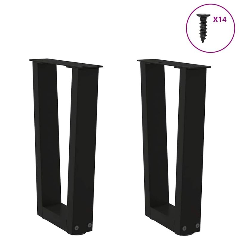 Casa si Gradina - Mobilier - Feronerie si accesorii mobila - Picioare pentru masa in forma de V 2 buc Negru Otel - Infinity.ro