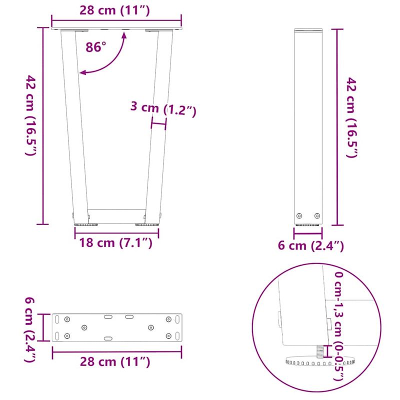 Casa si Gradina - Mobilier - Feronerie si accesorii mobila - Picioare pentru masa in forma de V 2 buc Negru Otel - Infinity.ro
