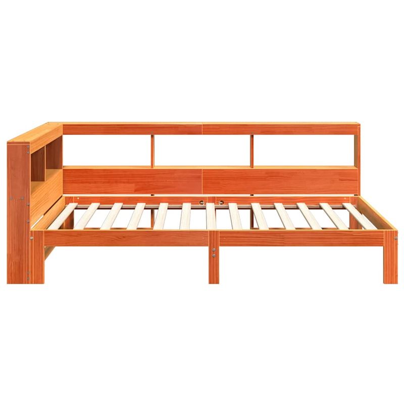 Casa si Gradina - Mobilier - Paturi si accesorii - Paturi - Pat cu biblioteca fara saltea, maro, 100x200 cm, lemn masiv pin - Infinity.ro