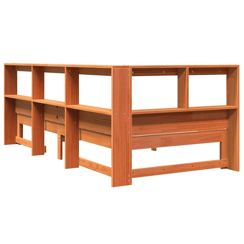 Casa si Gradina - Mobilier - Paturi si accesorii - Paturi - Pat cu biblioteca fara saltea, maro, 100x200 cm, lemn masiv pin - Infinity.ro