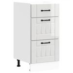Casa si Gradina - Mobilier - Comode si corpuri - Corpuri bucatarie - Dulap de baza de bucatarie „Lucca” lemn prelucrat alb lucios, mărime 40x46x81.5 cm, model 1x dulap inferior (3 sertare) - Infinity.ro