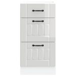 Casa si Gradina - Mobilier - Comode si corpuri - Corpuri bucatarie - Dulap de baza de bucatarie „Lucca” lemn prelucrat alb lucios, mărime 40x46x81.5 cm, model 1x dulap inferior (3 sertare) - Infinity.ro