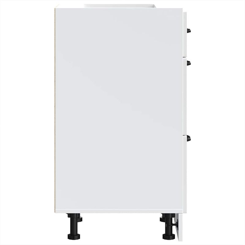 Casa si Gradina - Mobilier - Comode si corpuri - Corpuri bucatarie - Dulap de baza de bucatarie „Lucca” lemn prelucrat alb lucios, mărime 40x46x81.5 cm, model 1x dulap inferior (3 sertare) - Infinity.ro
