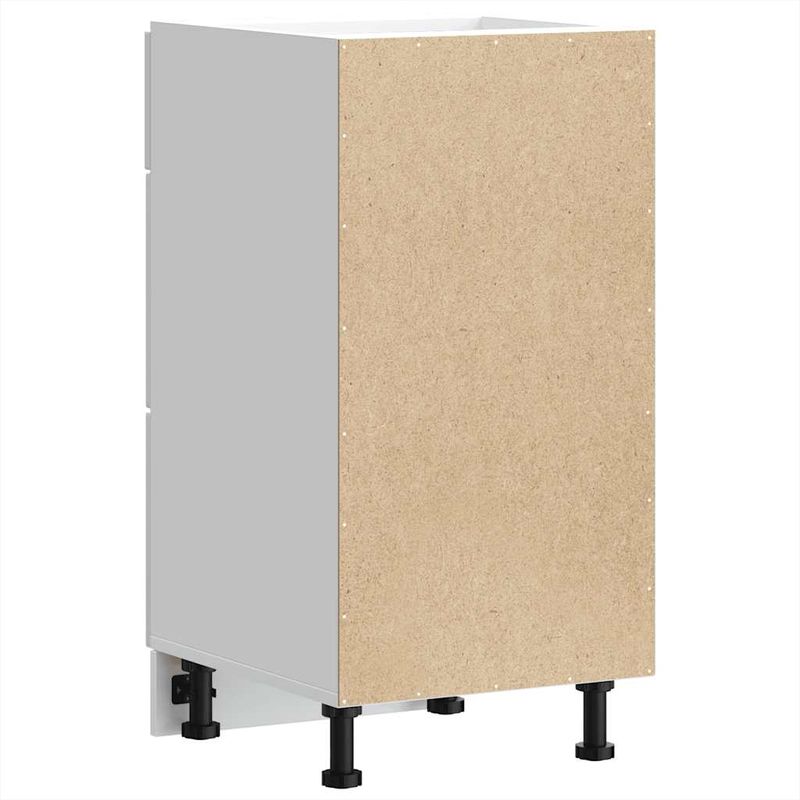 Casa si Gradina - Mobilier - Comode si corpuri - Corpuri bucatarie - Dulap de baza de bucatarie „Lucca” lemn prelucrat alb lucios, mărime 40x46x81.5 cm, model 1x dulap inferior (3 sertare) - Infinity.ro