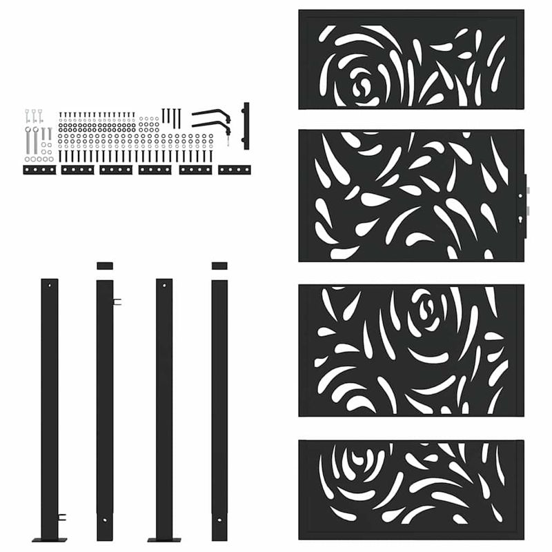 Casa si Gradina - Constructii - Usi interior, exterior si garaj - Usi garaj - Poarta de gradina neagra 105x180 cm design flacara din otel - Infinity.ro