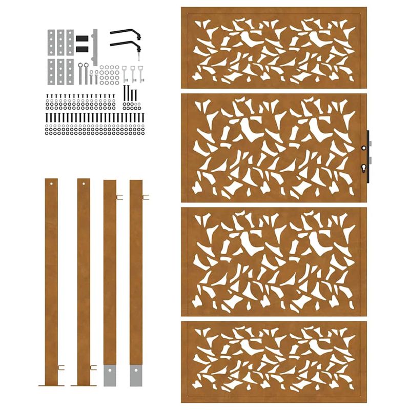 Casa si Gradina - Constructii - Usi interior, exterior si garaj - Usi garaj - Poarta gradina Design cu frunze otel rezistente la intemperii, mărime 105x180 cm - Infinity.ro