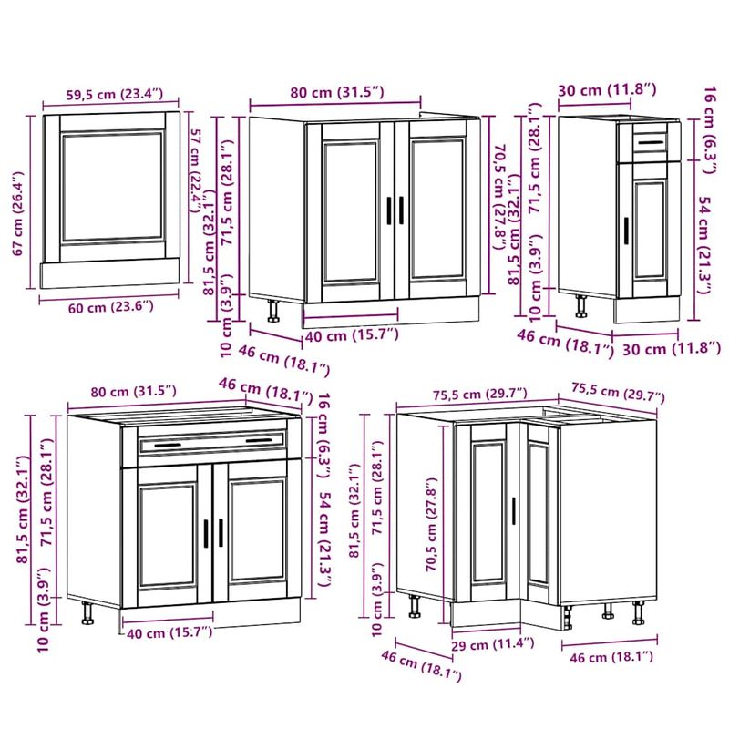 Casa si Gradina - Mobilier - Comode si corpuri - Corpuri bucatarie - Set dulap de bucatarie 11 piese „Porto” lemn negru prelucrat - Infinity.ro