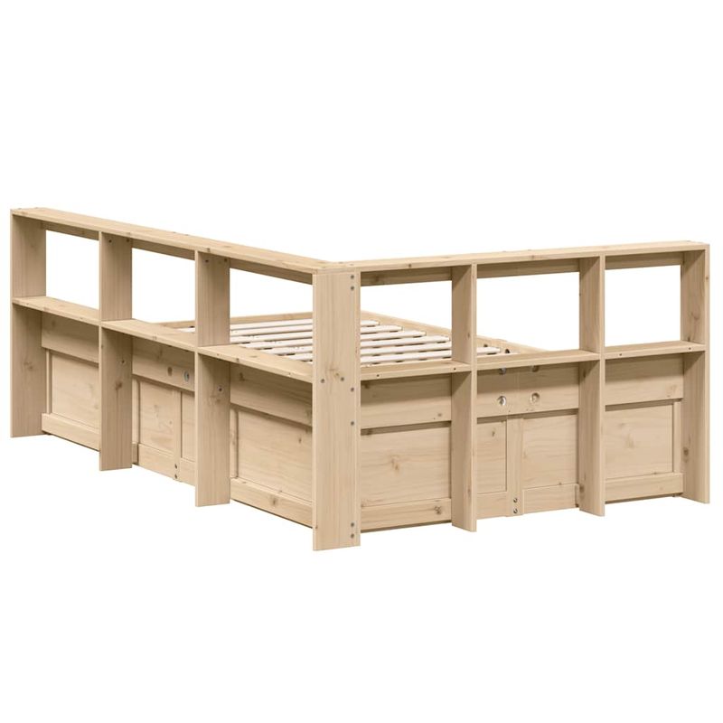 Casa si Gradina - Mobilier - Paturi si accesorii - Paturi - Pat cu biblioteca fara saltea, 135x190 cm, lemn masiv de pin - Infinity.ro