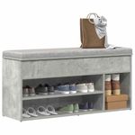 Casa si Gradina - Mobilier - Organizare si depozitare - Organizator incaltaminte - Bancheta pantofar, gri beton, 102x30,5x45 cm, lemn prelucrat - Infinity.ro