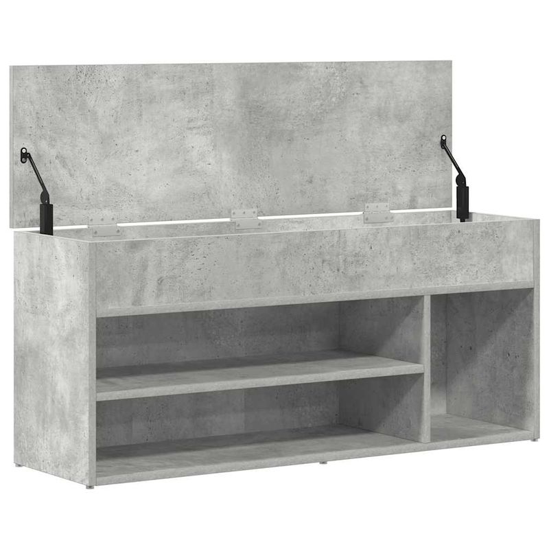 Casa si Gradina - Mobilier - Organizare si depozitare - Organizator incaltaminte - Bancheta pantofar, gri beton, 102x30,5x45 cm, lemn prelucrat - Infinity.ro
