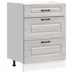 Casa si Gradina - Mobilier - Comode si corpuri - Corpuri bucatarie - Dulap de baza de bucatarie „Kalmar” Lemn prelucrat Sonoma gri, model 1x dulap inferior (3 sertare), mărime 60x46x81.5 cm - Infinity.ro
