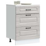 Casa si Gradina - Mobilier - Comode si corpuri - Corpuri bucatarie - Dulap de baza de bucatarie „Kalmar” Lemn prelucrat Sonoma gri, model 1x dulap inferior (3 sertare), mărime 60x46x81.5 cm - Infinity.ro