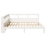 Casa si Gradina - Mobilier - Paturi si accesorii - Paturi - Pat cu biblioteca fara saltea, alb, 200x200 cm, lemn masiv pin - Infinity.ro
