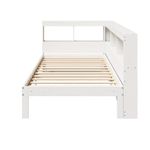 Casa si Gradina - Mobilier - Paturi si accesorii - Paturi - Pat cu biblioteca fara saltea, alb, 90x200 cm, lemn masiv pin - Infinity.ro
