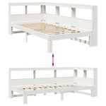 Casa si Gradina - Mobilier - Paturi si accesorii - Paturi - Pat cu biblioteca fara saltea, alb, 90x200 cm, lemn masiv pin - Infinity.ro