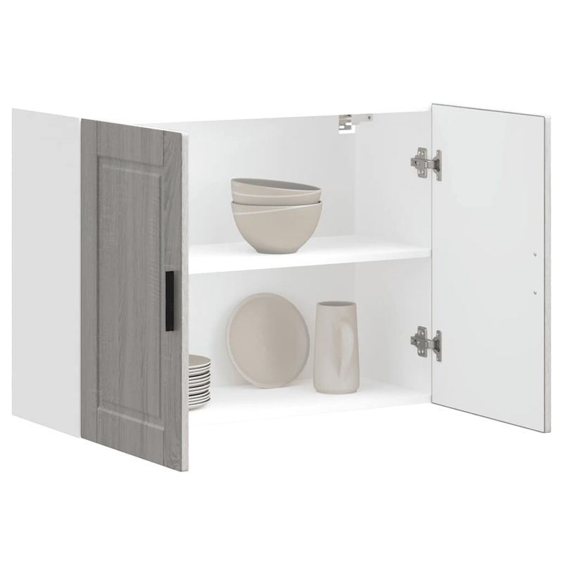 Casa si Gradina - Mobilier - Comode si corpuri - Corpuri bucatarie - Dulap de bucatarie "Porto" din lemn prelucrat Sonoma gri, model 1x dulap de perete (2 uși), mărime 80x31x60 cm - Infinity.ro