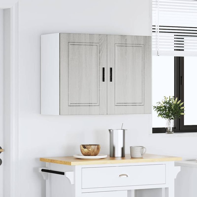 Casa si Gradina - Mobilier - Comode si corpuri - Corpuri bucatarie - Dulap de bucatarie "Porto" din lemn prelucrat Sonoma gri, model 1x dulap de perete (2 uși), mărime 80x31x60 cm - Infinity.ro