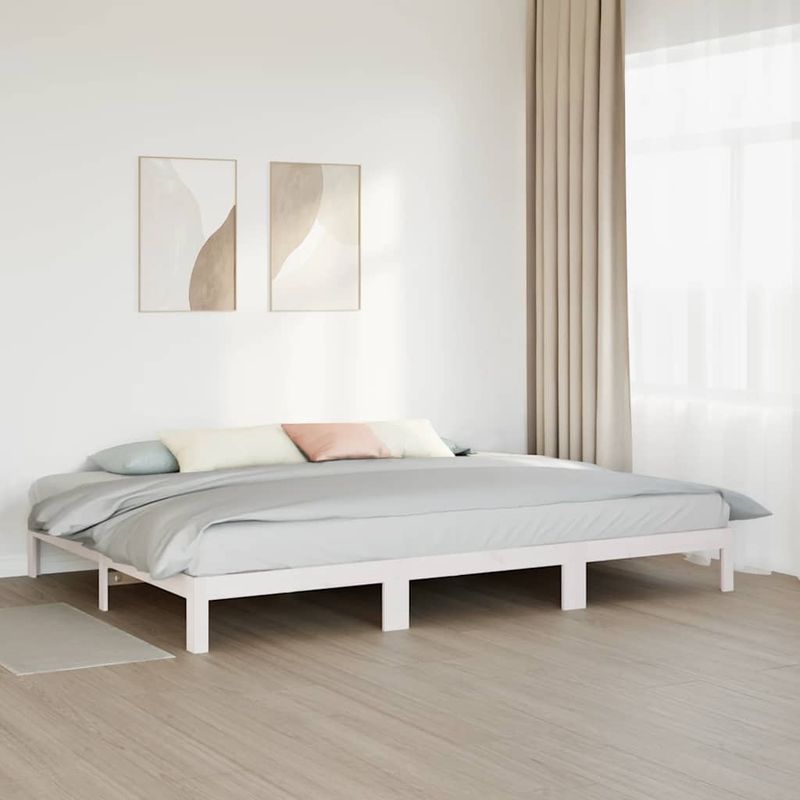 Casa si Gradina - Mobilier - Paturi si accesorii - Paturi - Cadru de pat de familie fara saltea alb lemn masiv de pin - Infinity.ro