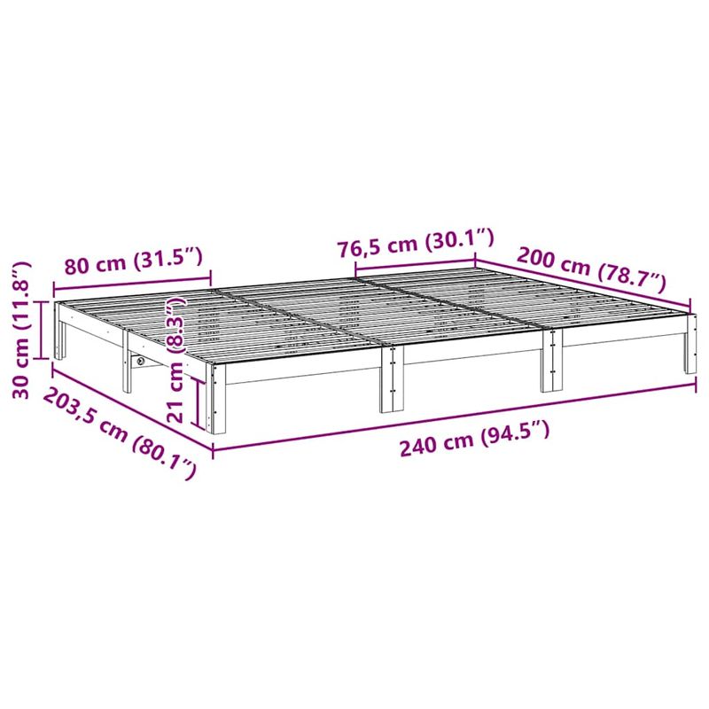 Casa si Gradina - Mobilier - Paturi si accesorii - Paturi - Cadru de pat de familie fara saltea alb lemn masiv de pin - Infinity.ro
