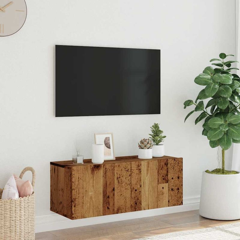 Casa si Gradina - Mobilier - Comode si corpuri - Comode - Dulap TV de perete, lemn vechi, 80x30x30 cm, lemn prelucrat - Infinity.ro