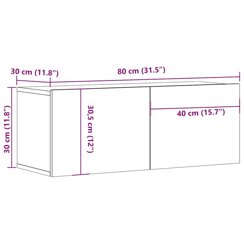 Casa si Gradina - Mobilier - Comode si corpuri - Comode - Dulap TV de perete, lemn vechi, 80x30x30 cm, lemn prelucrat - Infinity.ro