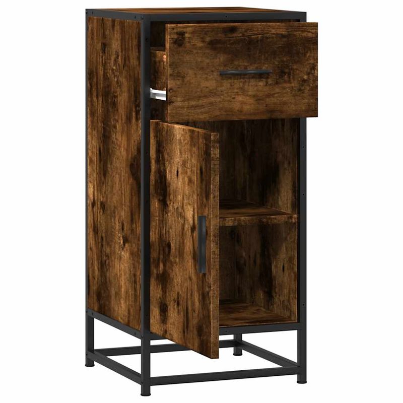 Casa si Gradina - Mobilier - Comode si corpuri - Comode - Dulap, stejar fumuriu, 35,5x35x76 cm, lemn prelucrat si metal - Infinity.ro