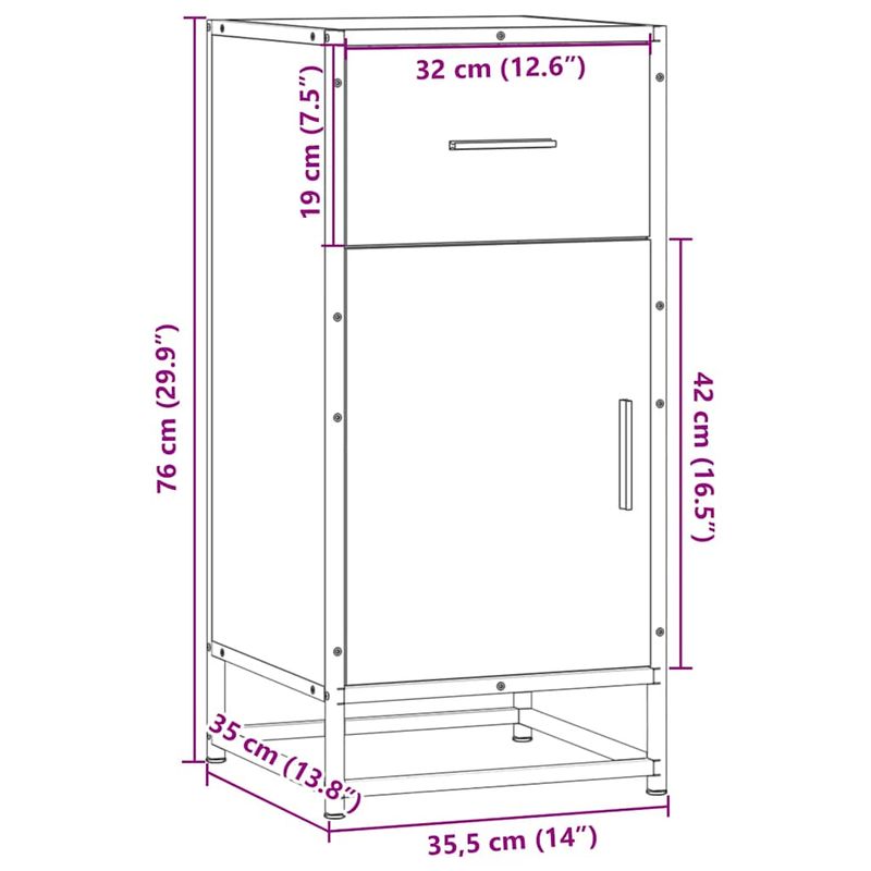 Casa si Gradina - Mobilier - Comode si corpuri - Comode - Dulap, stejar fumuriu, 35,5x35x76 cm, lemn prelucrat si metal - Infinity.ro