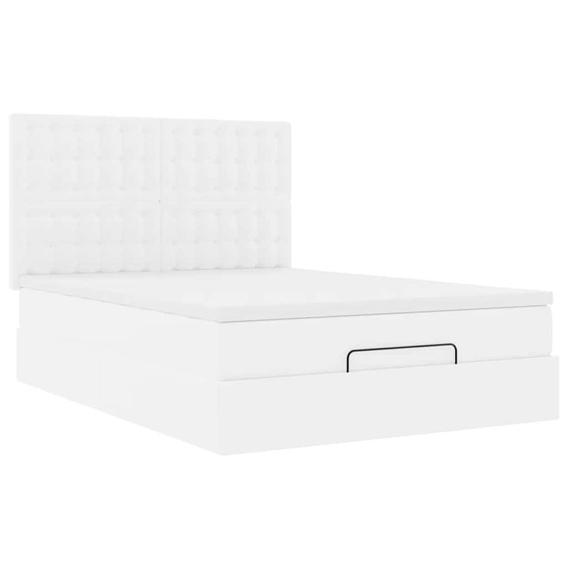 Casa si Gradina - Mobilier - Paturi si accesorii - Paturi - Cadru de pat otoman cu saltea alb 140x190 cm piele artificiala - Infinity.ro