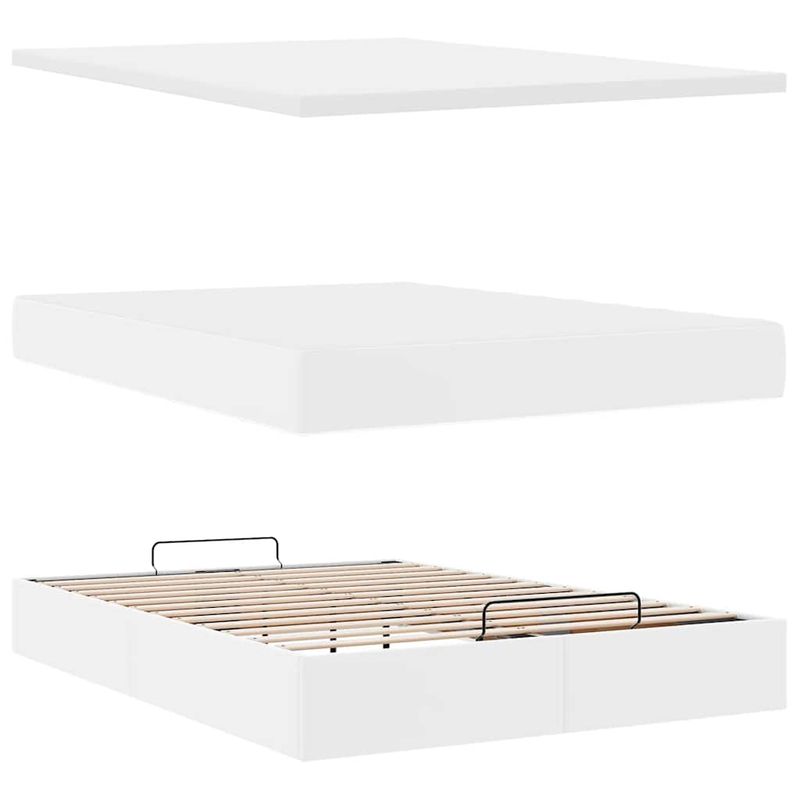 Casa si Gradina - Mobilier - Paturi si accesorii - Paturi - Cadru de pat otoman cu saltea alb 140x190 cm piele artificiala - Infinity.ro
