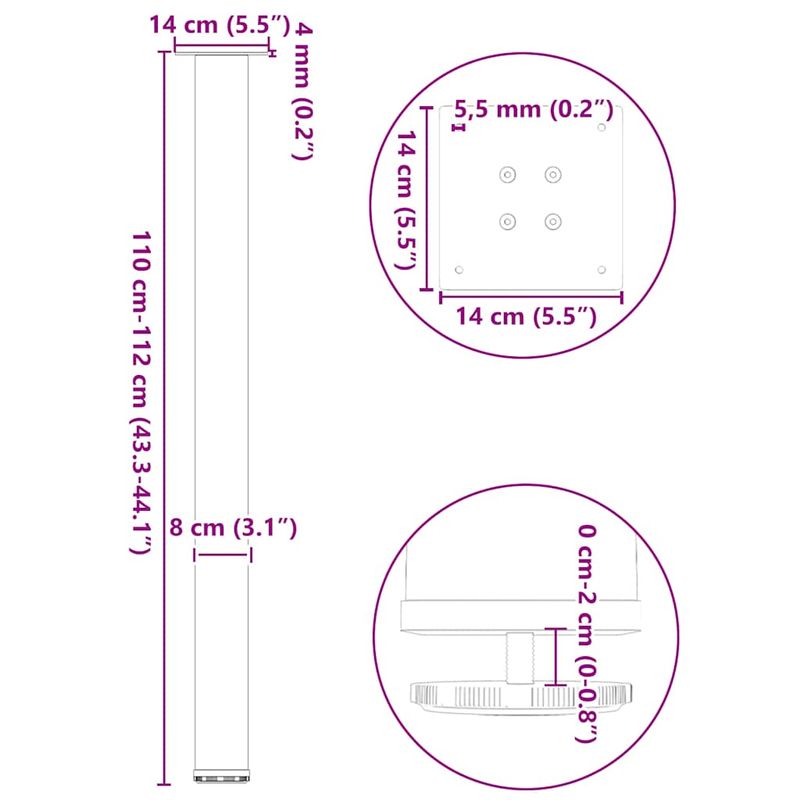 Casa si Gradina - Mobilier - Feronerie si accesorii mobila - Picioare masuta de cafea 4 buc Alb 110-112 cm Otel - Infinity.ro