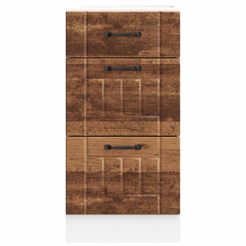 Casa si Gradina - Mobilier - Comode si corpuri - Corpuri bucatarie - Dulap de baza de bucatarie „Lucca” Lemn vechi, lemn prelucrat, model 1x dulap inferior (3 sertare), mărime 40x46x81.5 cm - Infinity.ro