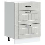 Casa si Gradina - Mobilier - Comode si corpuri - Corpuri bucatarie - Dulap de bucatarie „Lucca” Lemn prelucrat gri beton, model 1x dulap inferior (3 sertare), mărime 60x46x81.5 cm - Infinity.ro