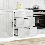 Casa si Gradina - Mobilier - Comode si corpuri - Corpuri bucatarie - Dulap de bucatarie „Lucca” Lemn prelucrat gri beton, model 1x dulap inferior (3 sertare), mărime 60x46x81.5 cm - Infinity.ro