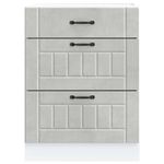 Casa si Gradina - Mobilier - Comode si corpuri - Corpuri bucatarie - Dulap de bucatarie „Lucca” Lemn prelucrat gri beton, model 1x dulap inferior (3 sertare), mărime 60x46x81.5 cm - Infinity.ro