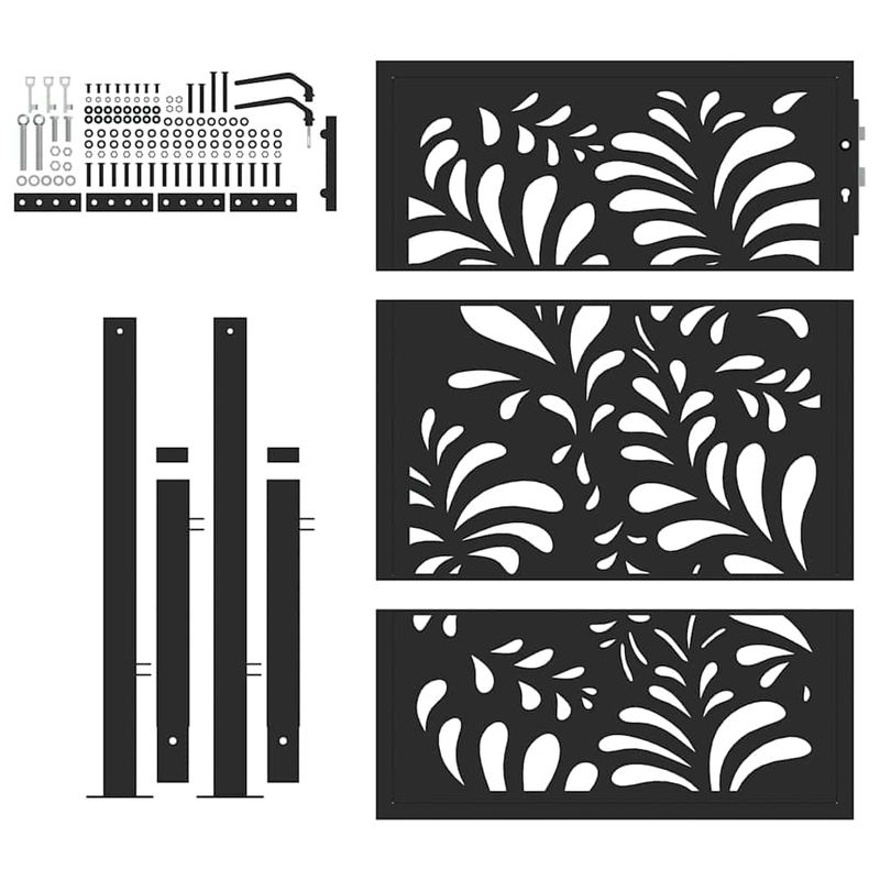 Casa si Gradina - Constructii - Usi interior, exterior si garaj - Usi garaj - Poarta de gradina neagra 105x130 cm Design ondulat de otel - Infinity.ro