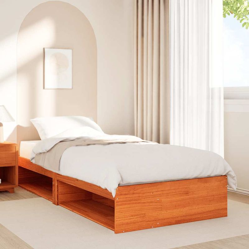 Casa si Gradina - Mobilier - Paturi si accesorii - Paturi - Pat de zi fara saltea ceara maro 100x200 cm lemn masiv de pin - Infinity.ro