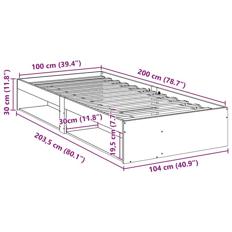 Casa si Gradina - Mobilier - Paturi si accesorii - Paturi - Pat de zi fara saltea ceara maro 100x200 cm lemn masiv de pin - Infinity.ro